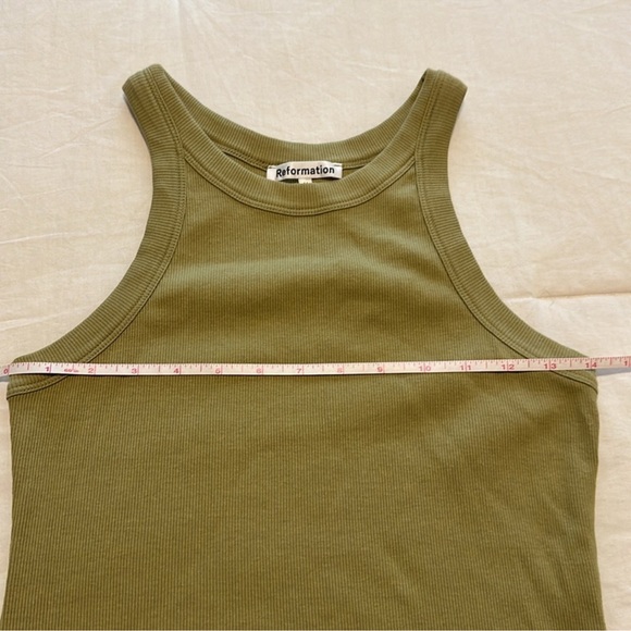 NWOT Reformation Loretta Rib Cotton Tank Dress in Celery Size M - Picture 11 of 13